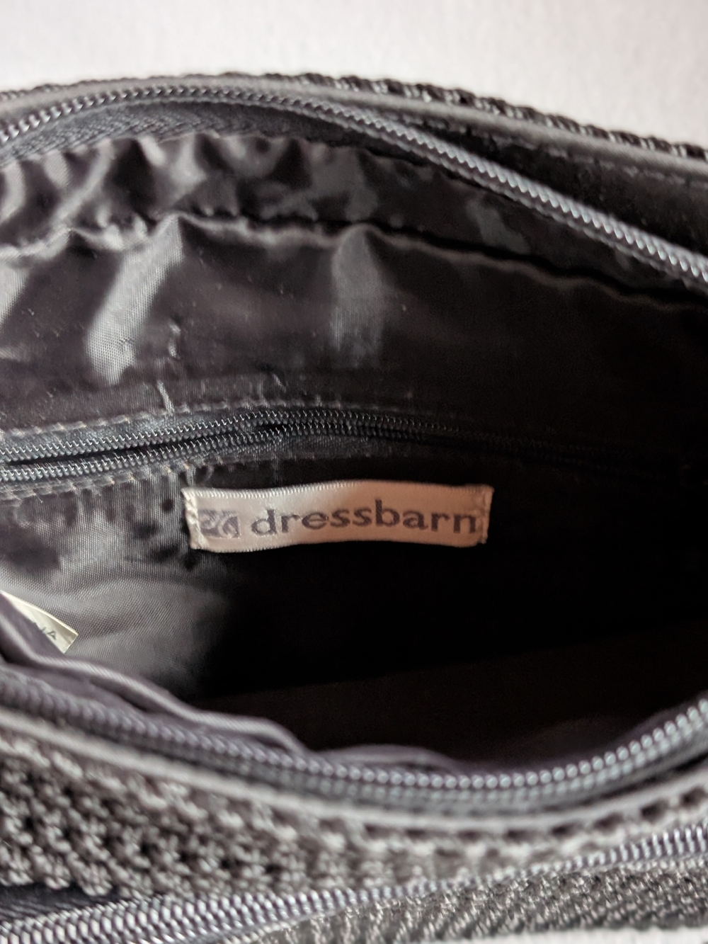 dressbarn Black Quilted Shoulder Bag with Interior Zip Pocket